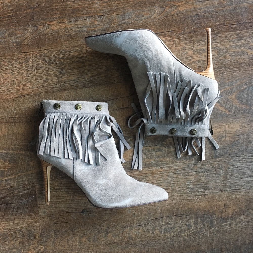 New Very Volatile Grey Suede Fringe Boots